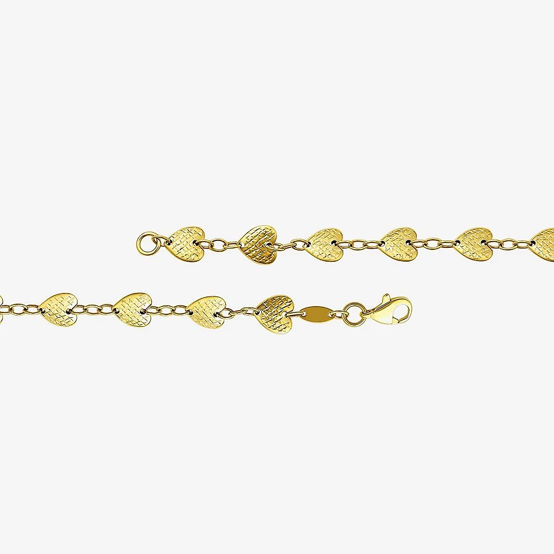 Womens 10K Gold Heart Charm Bracelet