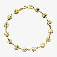 Womens 10K Gold Heart Charm Bracelet