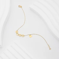 "Love" Womens 10K Gold Heart Charm Bracelet