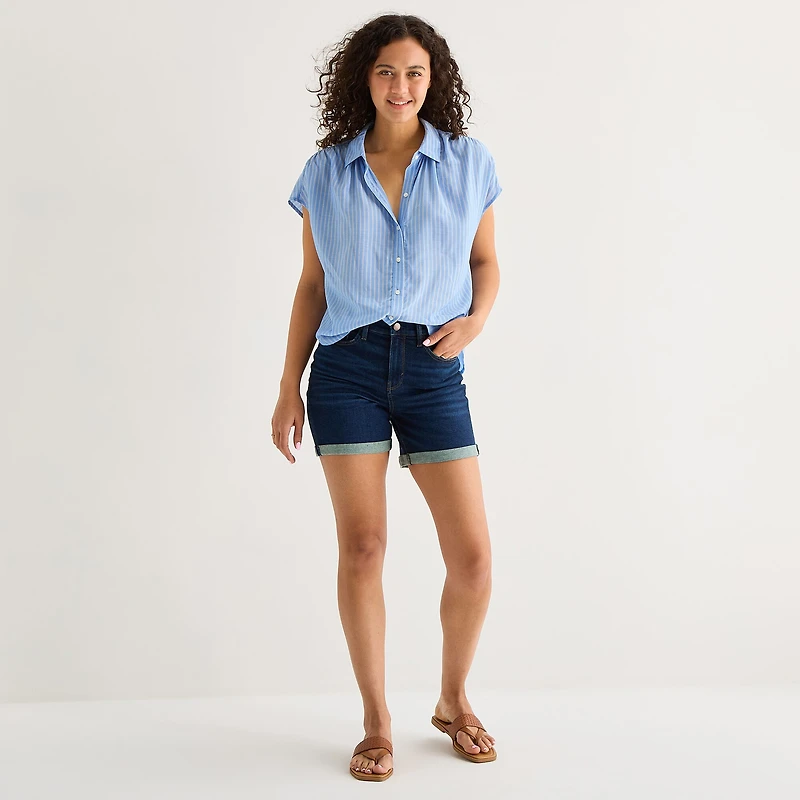 a.n.a Womens Short Sleeve Blouse