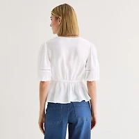 A.N.A Womens V Neck 3/4 Sleeve Blouse