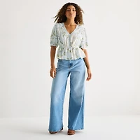 a.n.a Womens V Neck 3/4 Sleeve Blouse