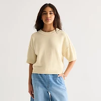 a.n.a Womens Crew Neck Short Sleeve Pullover Sweater