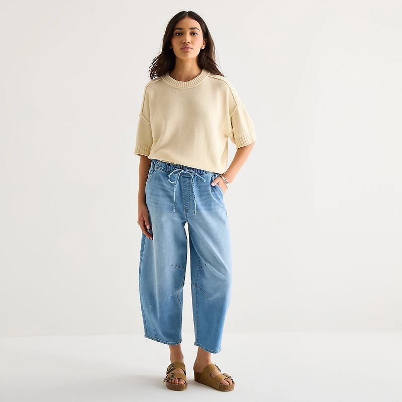 a.n.a Womens Crew Neck Short Sleeve Pullover Sweater