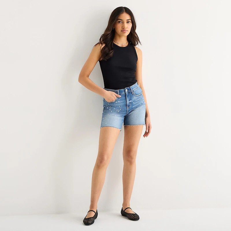 A.N.A Embellished Womens High Rise 5" Denim Short