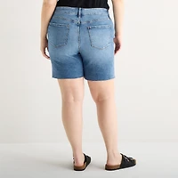 a.n.a Embellished Womens Plus High Rise 5" Denim Short