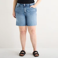 a.n.a Embellished Womens Plus High Rise 5" Denim Short