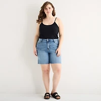 a.n.a Embellished Womens Plus High Rise 5" Denim Short