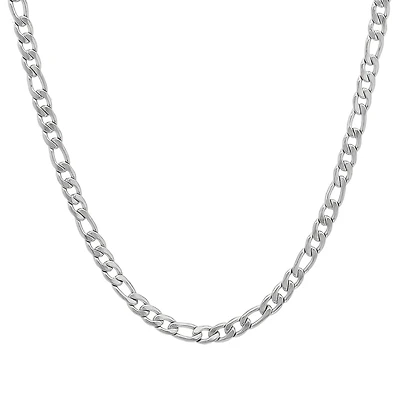 Steeltime Mens Stainless Steel 24 Inch Figaro Chain Necklace