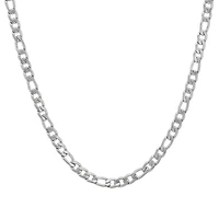 Steeltime Mens Stainless Steel 24 Inch Figaro Chain Necklace