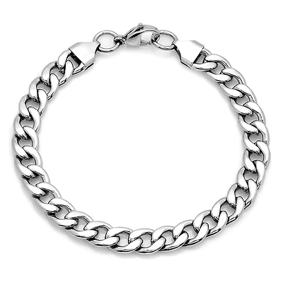 Steeltime Mens Stainless Steel Solid Curb Chain Bracelet