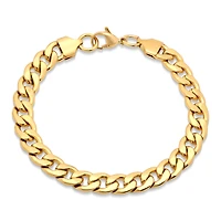 Steeltime Mens 18K Gold Over Stainless Steel Solid Curb Chain Bracelet