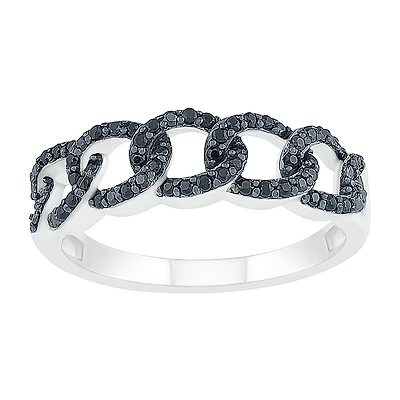 Womens 1/4 CT. T.W. Natural Black Diamond Sterling Silver Cocktail Ring