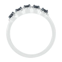 Womens 2MM 1/2 CT. T.W. Natural Black Diamond Sterling Silver 5-Stone Band