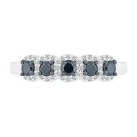 Womens 2MM 1/2 CT. T.W. Natural Black Diamond Sterling Silver 5-Stone Band