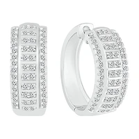 Womens 1 CT. T.W. Natural White Diamond Sterling Silver 21mm Hoop Earrings