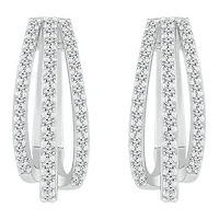 Womens 1 CT. T.W. Natural White Diamond Sterling Silver 21mm Hoop Earrings