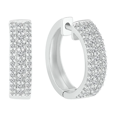 Womens 1 CT. T.W. Natural White Diamond Sterling Silver 20mm Hoop Earrings