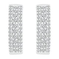 Womens 1 CT. T.W. Natural White Diamond Sterling Silver 20mm Hoop Earrings
