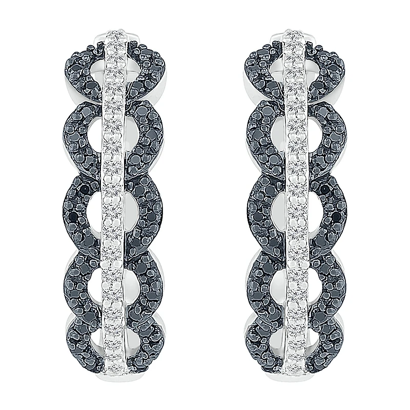 Womens 1/ CT. T.W. Natural Diamond Sterling Silver 18mm Hoop Earrings