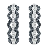 Womens 1/ CT. T.W. Natural Diamond Sterling Silver 18mm Hoop Earrings