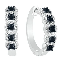Womens 1/2 CT. T.W. Natural Black Diamond Sterling Silver 16.5mm Hoop Earrings
