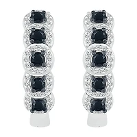 Womens 1/2 CT. T.W. Natural Black Diamond Sterling Silver 16.5mm Hoop Earrings