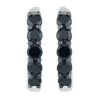 Womens 1/2 CT. T.W. Natural Black Diamond Sterling Silver 13mm Hoop Earrings