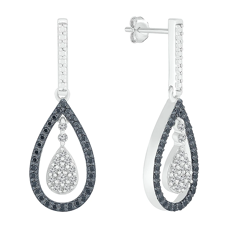 Womens 1/ CT. T.W. Natural Diamond Sterling Silver Pear Drop Earrings
