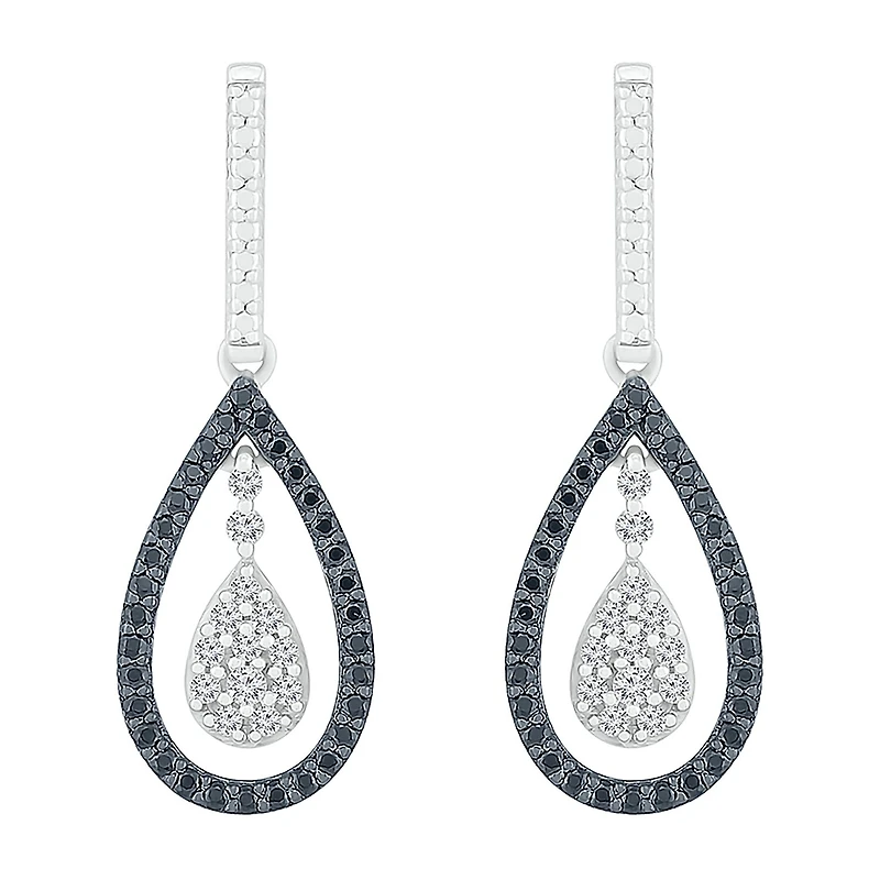 Womens 1/ CT. T.W. Natural Diamond Sterling Silver Pear Drop Earrings