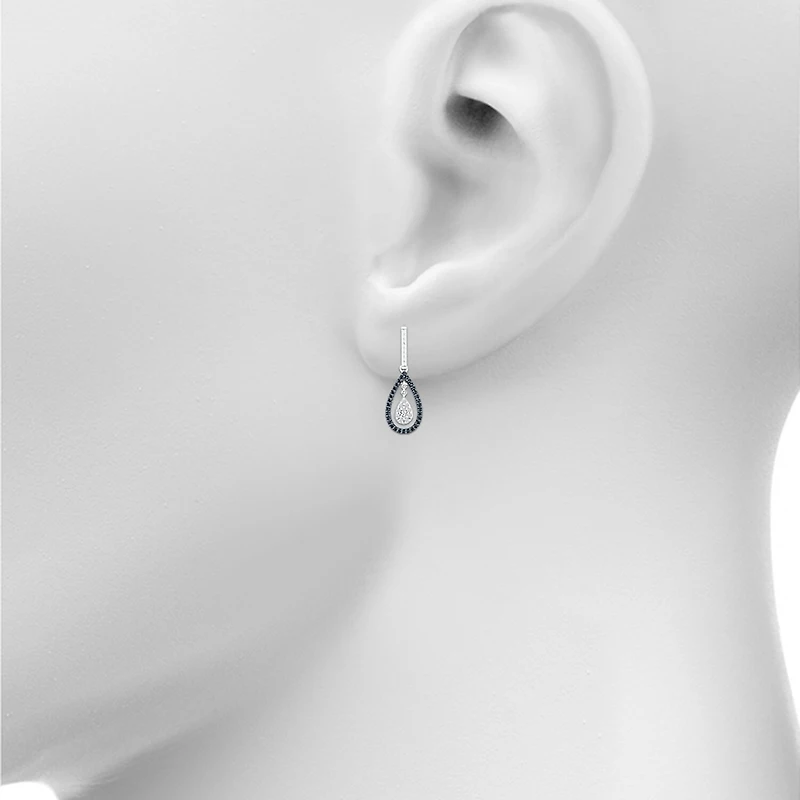 Womens 1/ CT. T.W. Natural Diamond Sterling Silver Pear Drop Earrings
