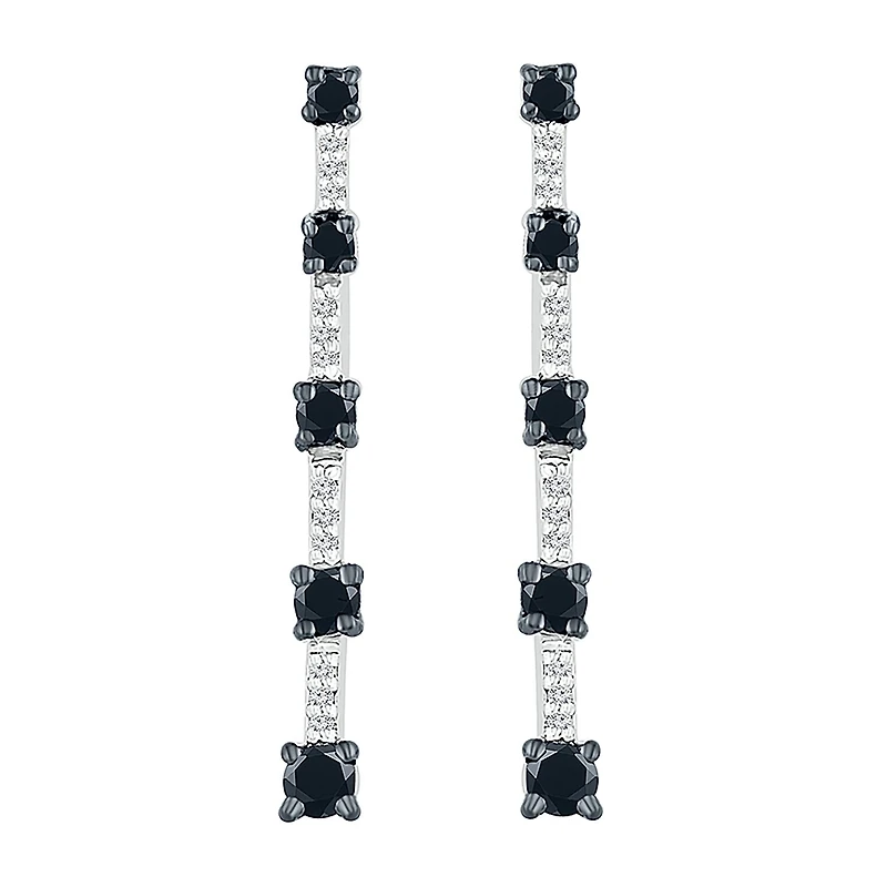 Linear Womens 1/ CT. T.W. Natural Diamond Sterling Silver Drop Earrings