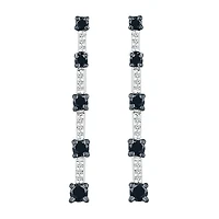 Linear Womens 1/ CT. T.W. Natural Diamond Sterling Silver Drop Earrings