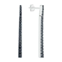 Linear Womens 1/3 CT. T.W. Natural Black Diamond Sterling Silver Drop Earrings