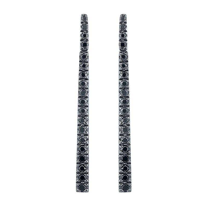 Linear Womens 1/3 CT. T.W. Natural Black Diamond Sterling Silver Drop Earrings