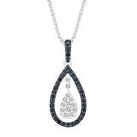 Womens 1/3 CT. T.W. Natural Black Diamond Sterling Silver Pear 18 Inch Pendant Necklace
