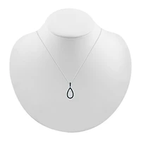 Womens 1/3 CT. T.W. Natural Black Diamond Sterling Silver Pear 18 Inch Pendant Necklace
