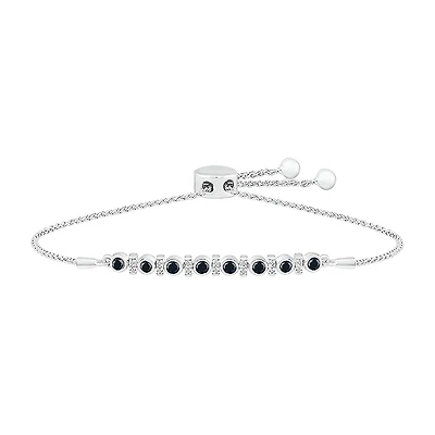 Womens 3/8 CT. T.W. Natural Black Diamond Sterling Silver Bolo Bracelet