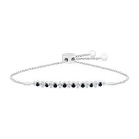 Womens / CT. T.W. Natural Black Diamond Sterling Silver Bolo Bracelet