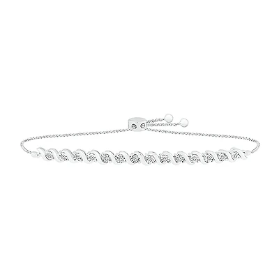 Womens 1/2 CT. T.W. Natural White Diamond Sterling Silver Bolo Bracelet