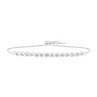 Womens 1/ CT. T.W. Natural White Diamond Sterling Silver Bolo Bracelet