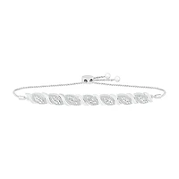 Womens 1/ CT. T.W. Natural Diamond Sterling Silver Bolo Bracelet