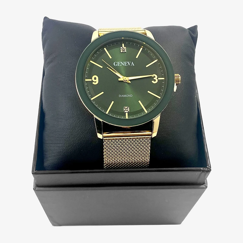 Geneva Mens Gold Tone Bracelet Watch Mac8157jc