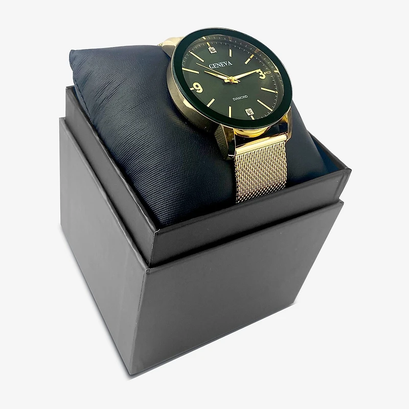 Geneva Mens Gold Tone Bracelet Watch Mac8157jc