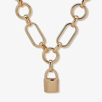 Worthington Gold Tone Lock Womens 17 Inch Pendant Necklace