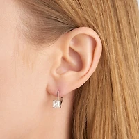 Silver Treasures Womens Cubic Zirconia Platinum Over Silver Square Drop Earrings