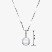 Womens Diamond Accent White Cultured Freshwater Pearl Sterling Silver 18 Inch Pendant Necklace