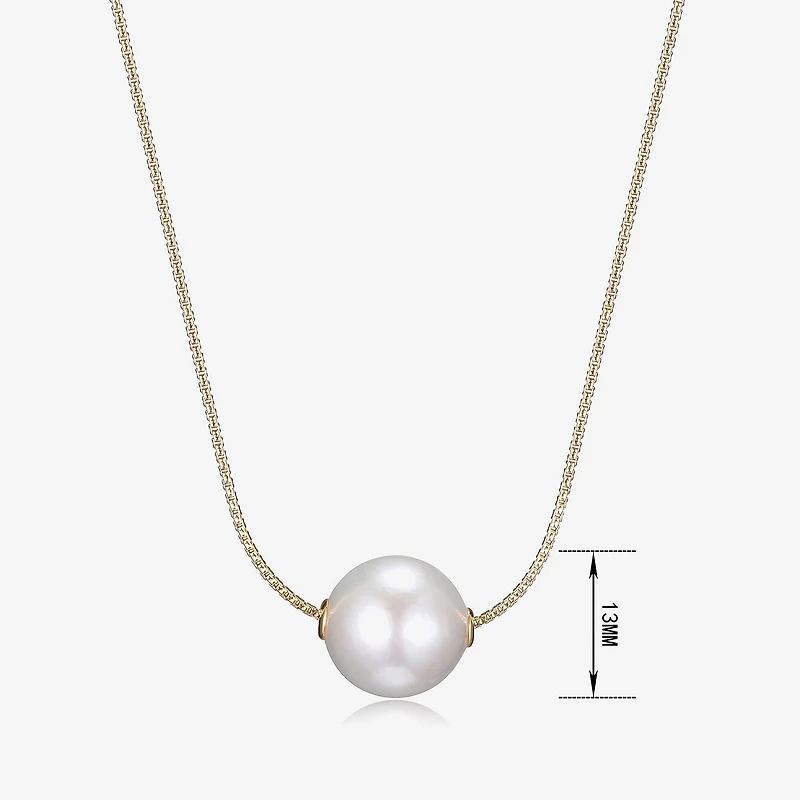 Womens White Cultured Freshwater Pearl 18K Gold Over Silver 18 Inch Pendant Necklace
