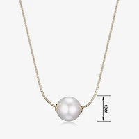 Womens White Cultured Freshwater Pearl 18K Gold Over Silver 18 Inch Pendant Necklace