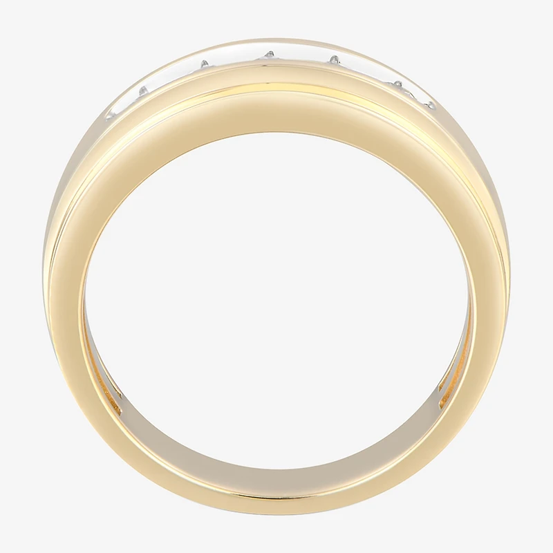 (F / Vs2) Mens 8MM 1/2 CT. T.W. Lab Grown White Diamond 14K Gold 5-Stone Wedding Band